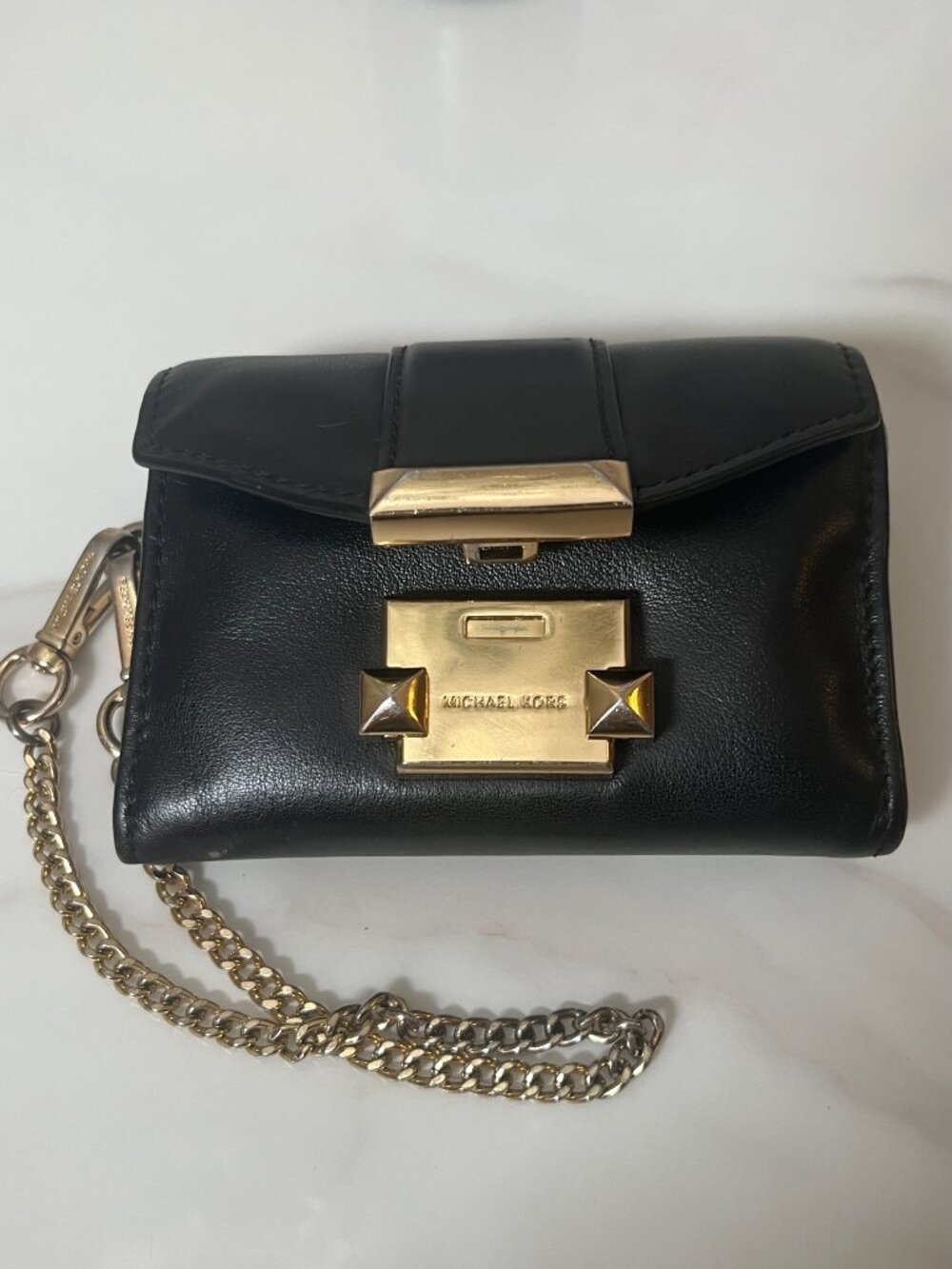Michael Kors Whitney Small Black Leather Chain Wallet - Picture 4 of 10